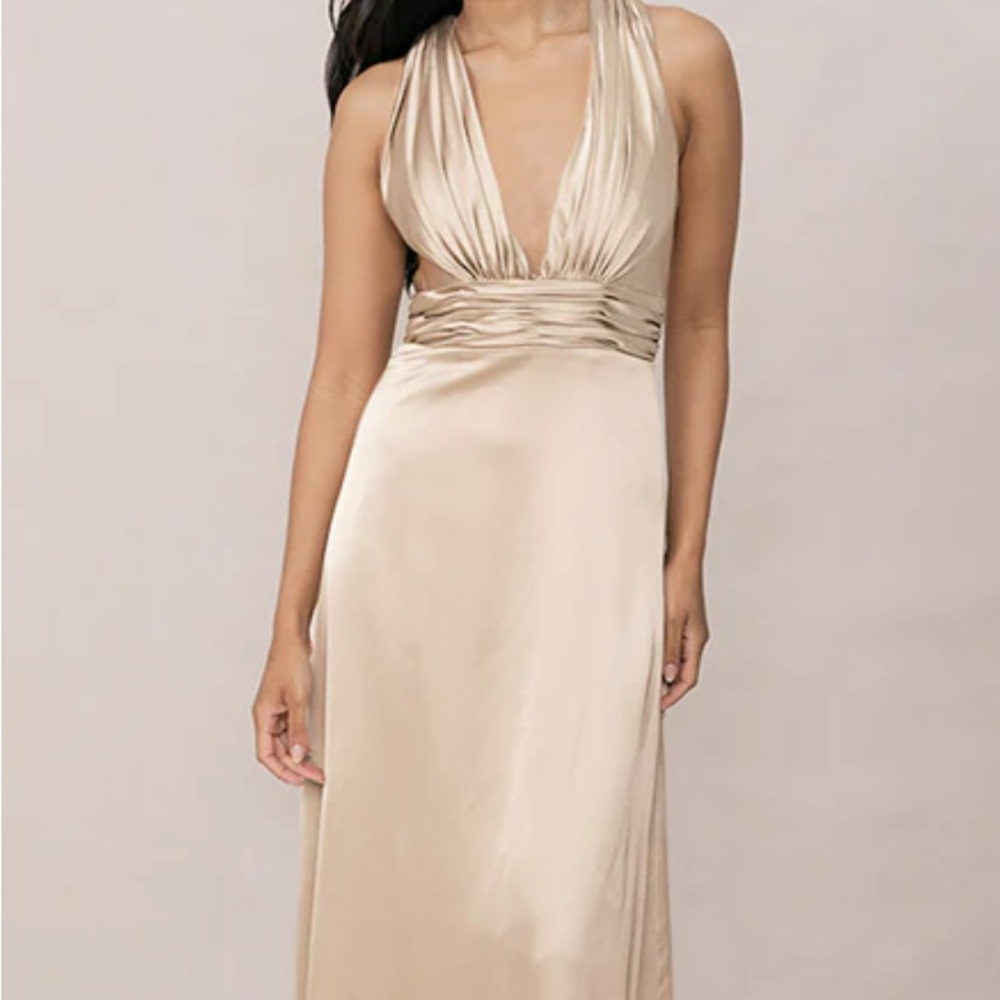 Revelry Dylan Satin Dress - Gold Champagne (703)